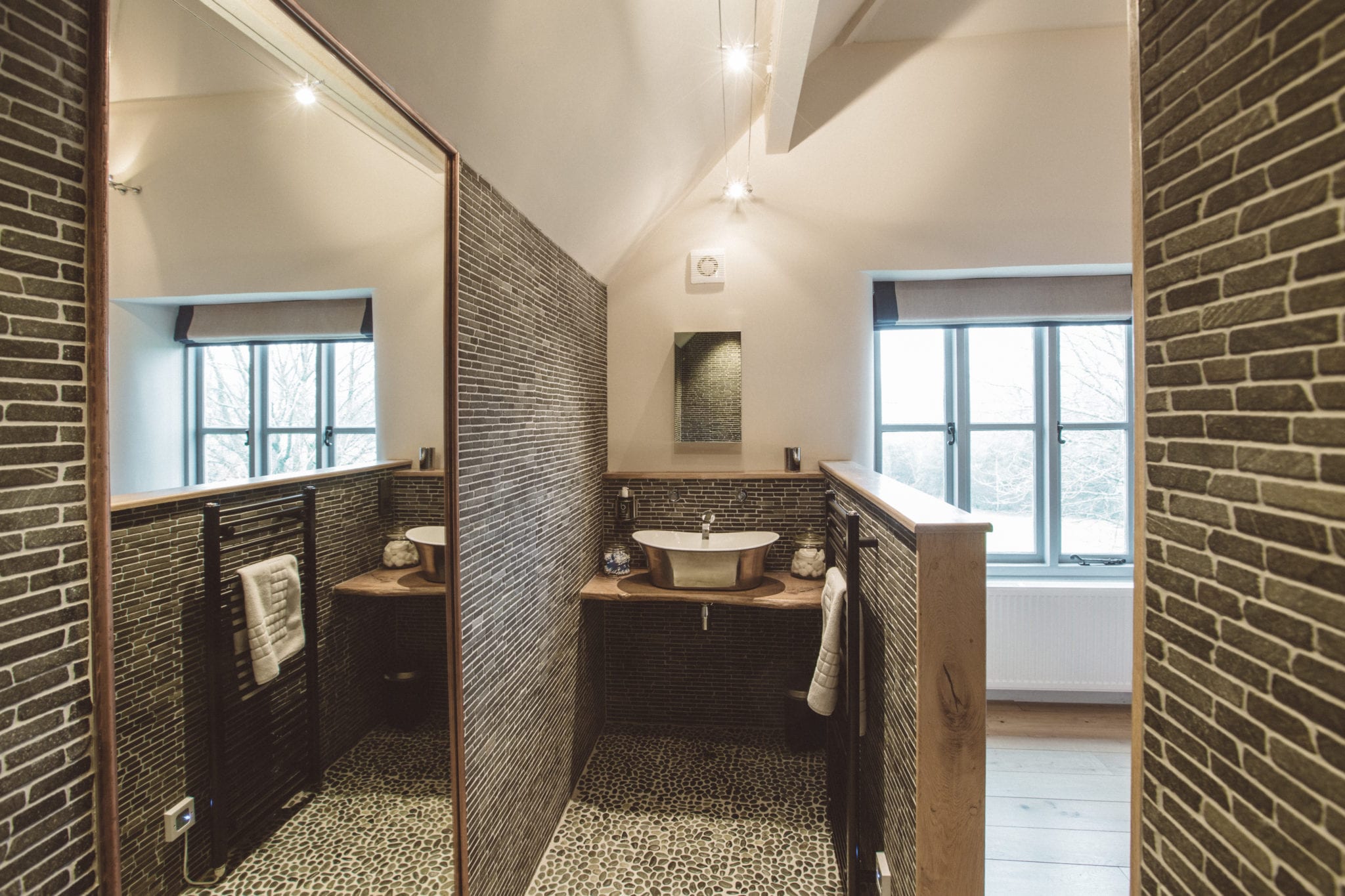 The Barn bathroom with basin and walk in shower
