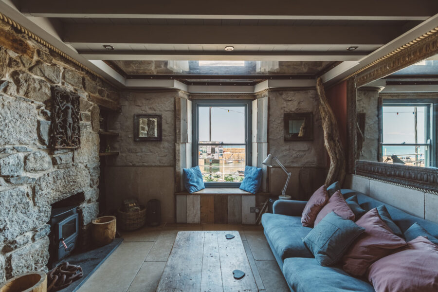 Mousehole Harbour Moon Living Room