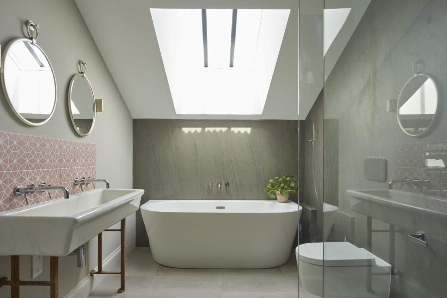 Old Hay Barn barn conversion ensuite large white bath