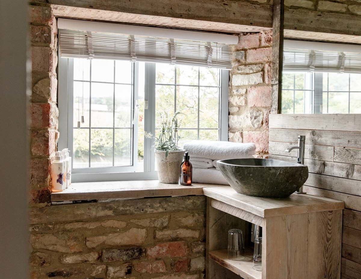 Stone bathroom with luxury sink