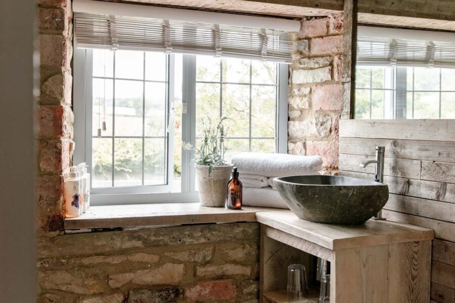 Stone bathroom with luxury sink