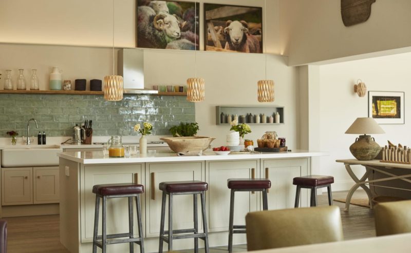 Bull Pen large breakfast bar and stools