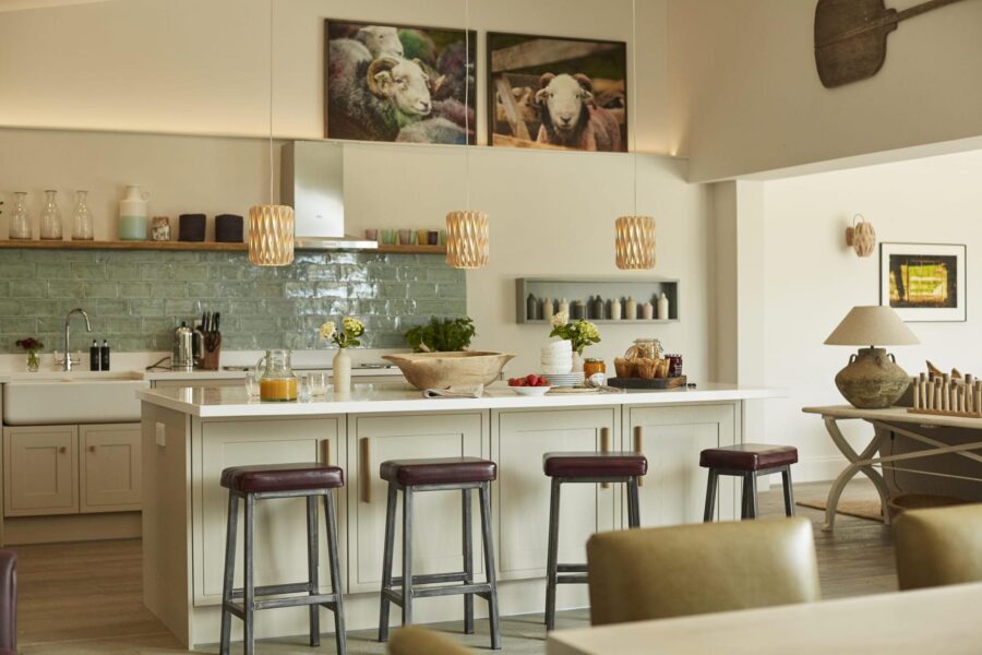 Bull Pen large breakfast bar and stools