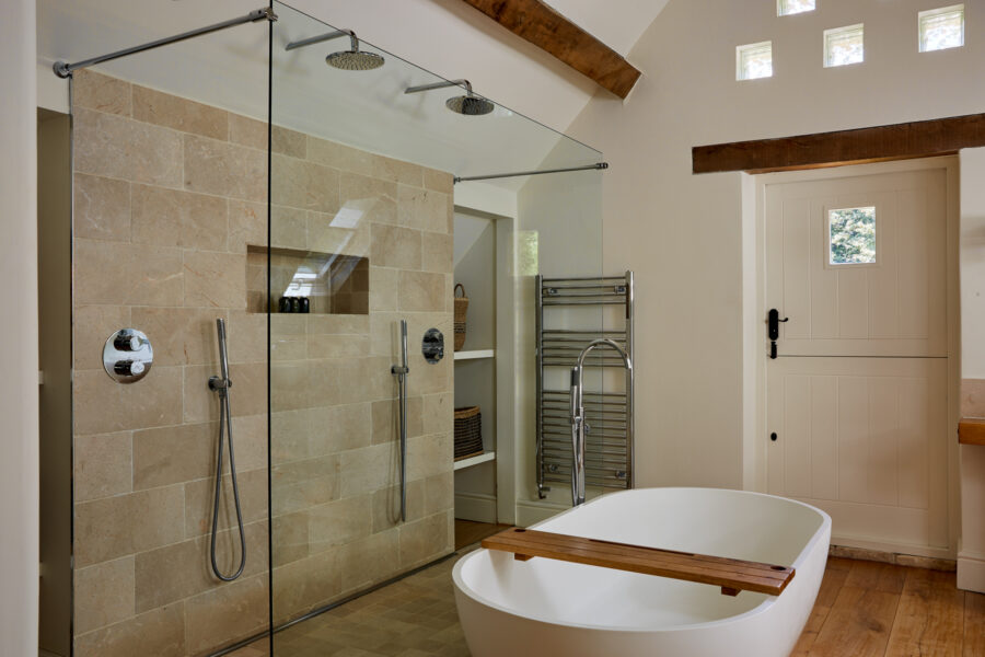 walk in shower and bathtub