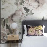 Dark Grey bed with statement floral accents