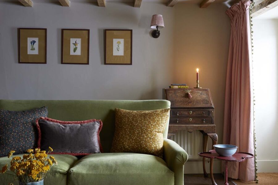 Beamed Ceilings Green Sofa