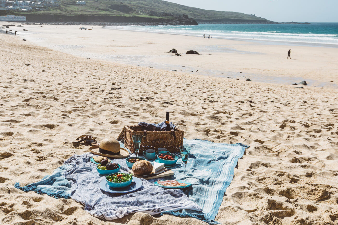 Sandy beach and sea in sun