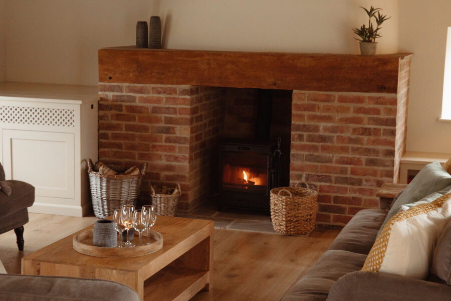 Sitting room with a cosy fireplace