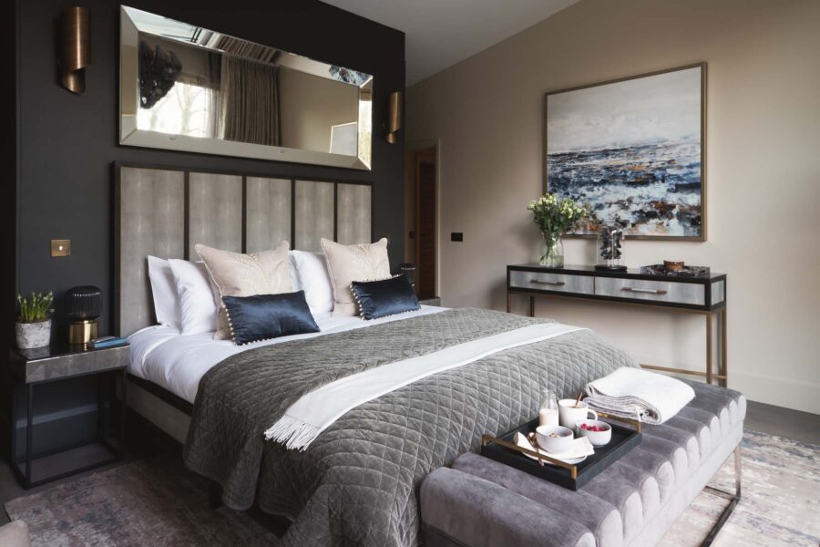 Master Bedroom with a breakfast tray at end of bed