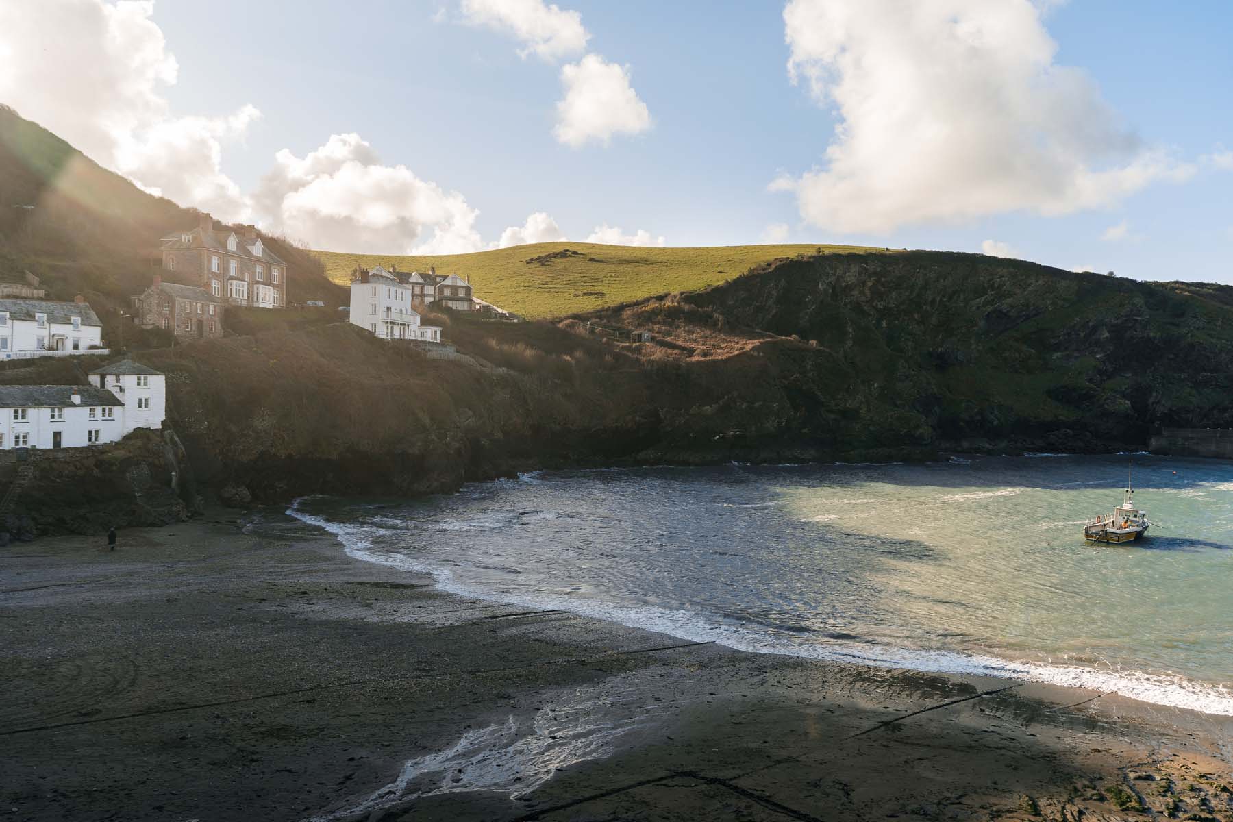 A Cornish cove with sandy beach and sea