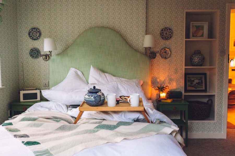 Breakfast in a luxurious bed