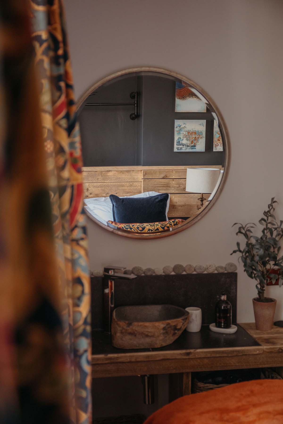 Circular bedroom mirror