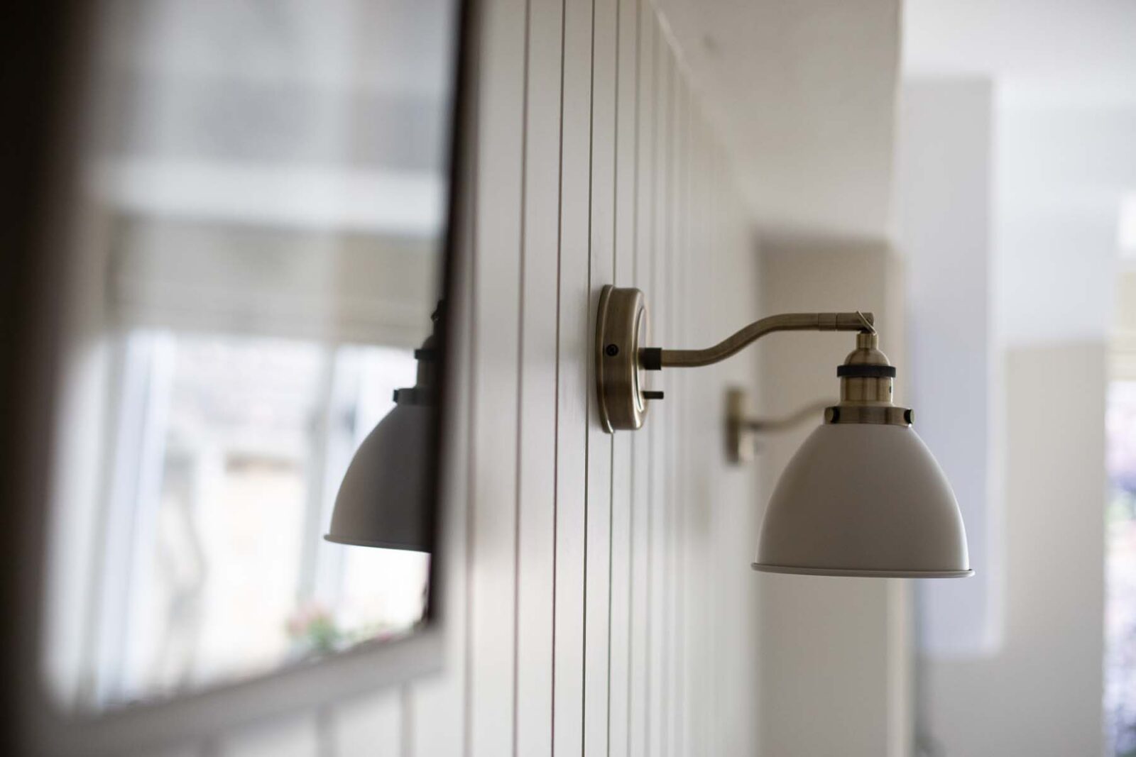 close up of bedside wall lamp