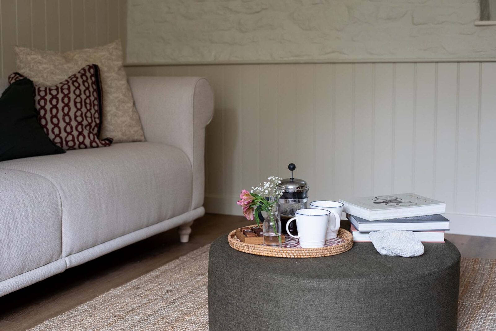 coffee table with cafetière