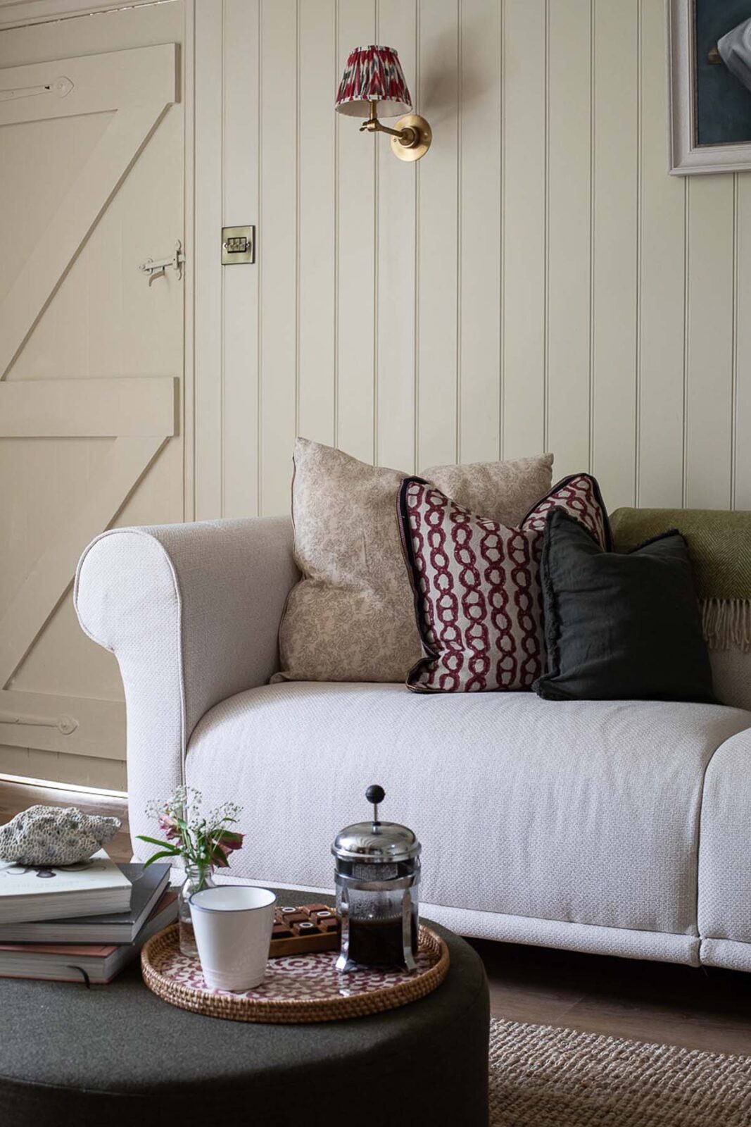 sofa and coffee tray in sitting room