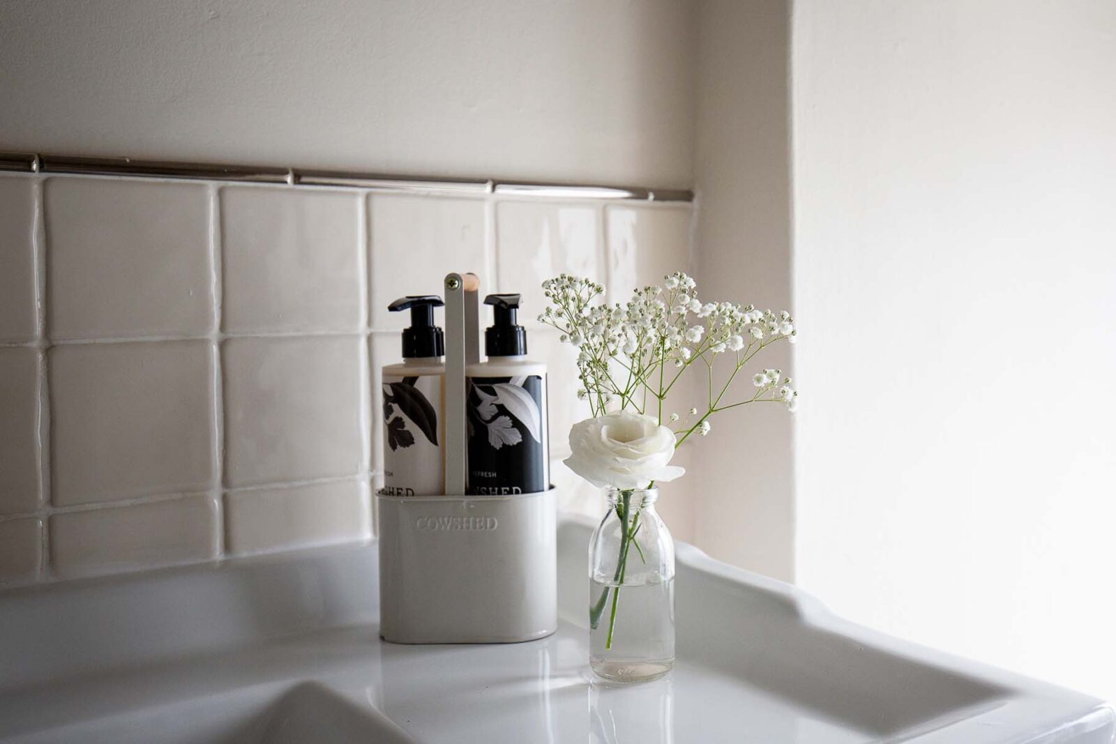 close up of cow shed bathroom products