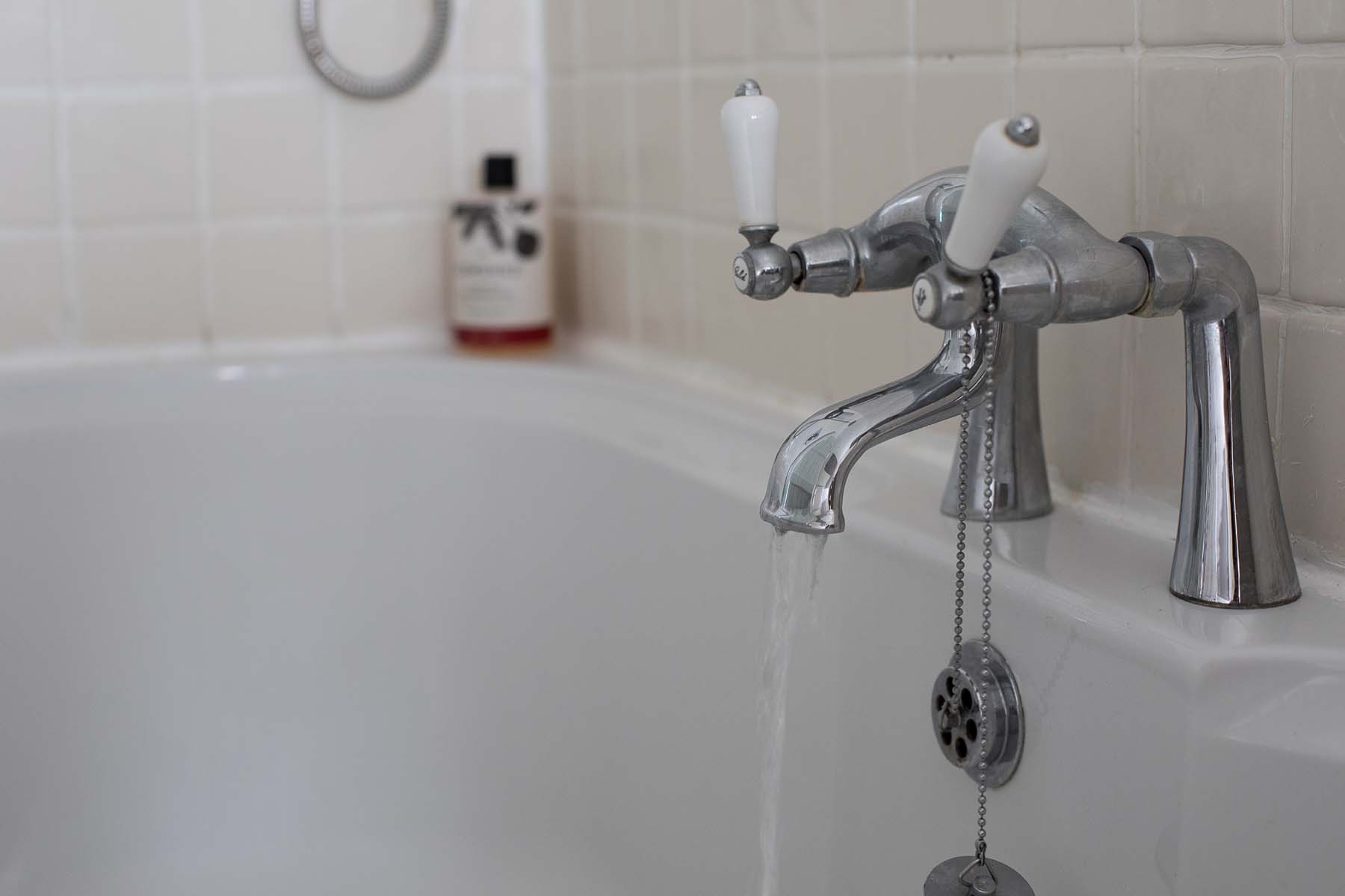 close up of bath taps