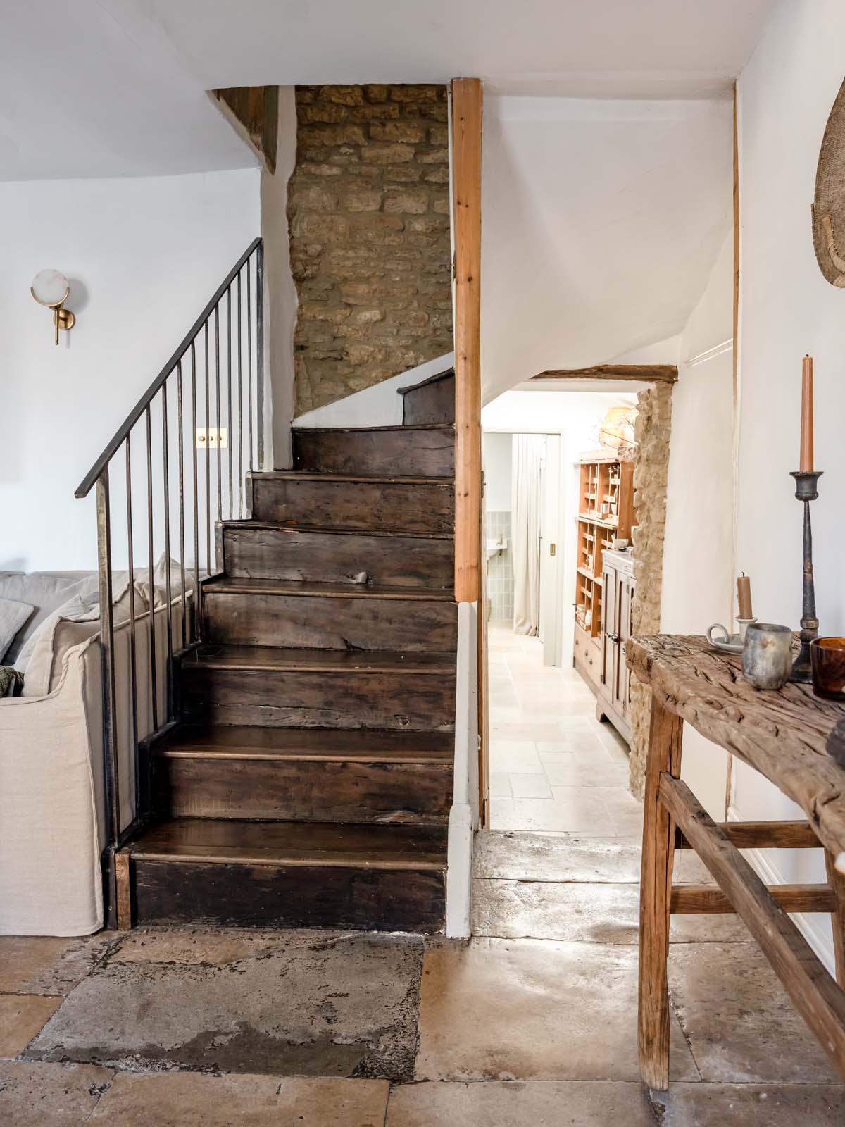 wooden staircase leading upstairs