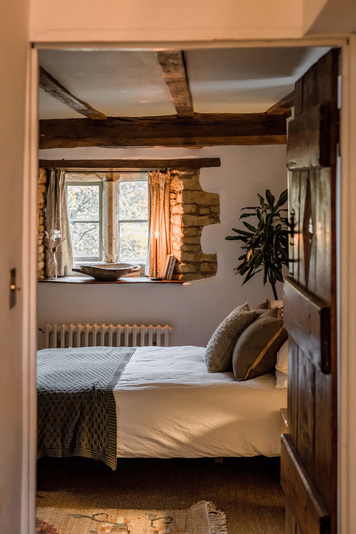 view into bedroom through doorway