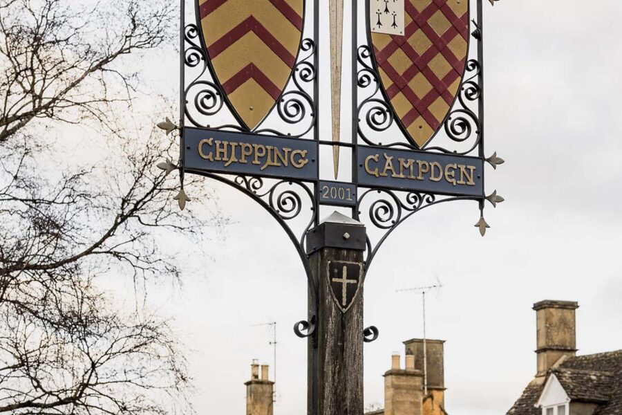 heraldic medieval village sign