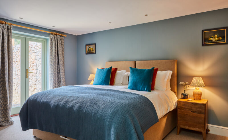 double bedroom blue blanket